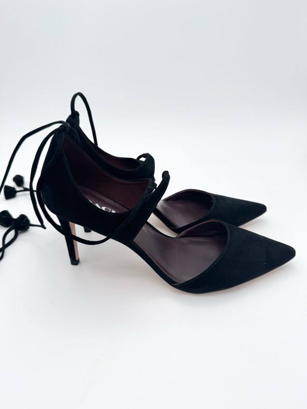 Coach Shae Lux Black Suede Heels - Picture 4 of 16
